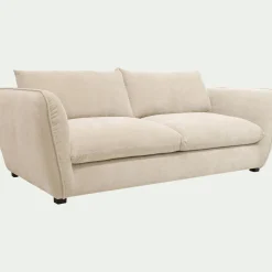 Canapé 4 places convertible en tissu Nature - blanc écru