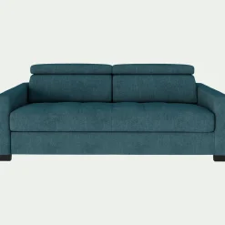 Canapé 3 places convertible matelas Bultex en tissu monclar avec accoudoirs 15cm - bleu niolon