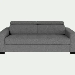 Canapé 3 places convertible en tissu pop avec matelas Bultex et accoudoirs 20cm - gris moyen