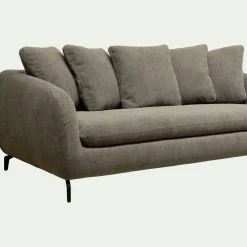Canapé 3 places convertible en tissu doux - vert garrigue