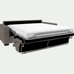 Canapé 3 places convertible en tissu pop avec matelas Bultex et accoudoirs 20cm - taupe