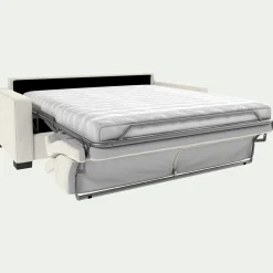 Canapé 3 places convertible avec matelas Bultex en cuir avec accoudoirs 15cm - blanc