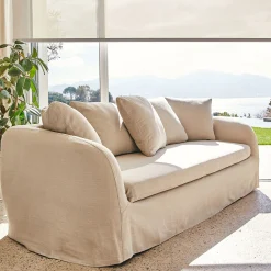 Canapé 4 places convertible en lin - beige alpilles