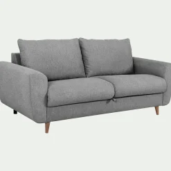 Canapé 3 places convertible en tissu - gris moyen
