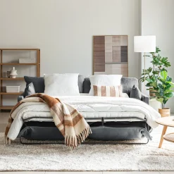 Canapé 4 places convertible en tissu - gris ardoise