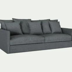 Canapé 4 places convertible en tissu - gris ardoise