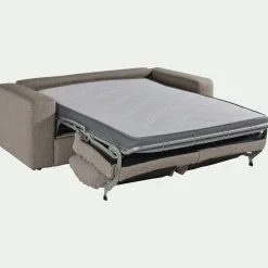 Canapé 3 places convertible bouclette dasco - gris clair