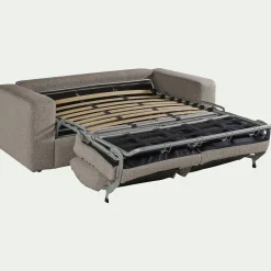 Canapé 3 places convertible bouclette dasco - gris clair