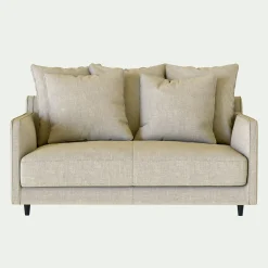 Canapé 2 places convertible matelas Bultex tissu mixte - beige alpilles