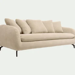 Canapé 4 places convertible en tissu - blanc écru