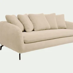 Canapé 3 places convertible en tissu - blanc écru