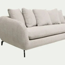 Canapé 4 places convertible en tissu tramé piétement noir - beige roucas