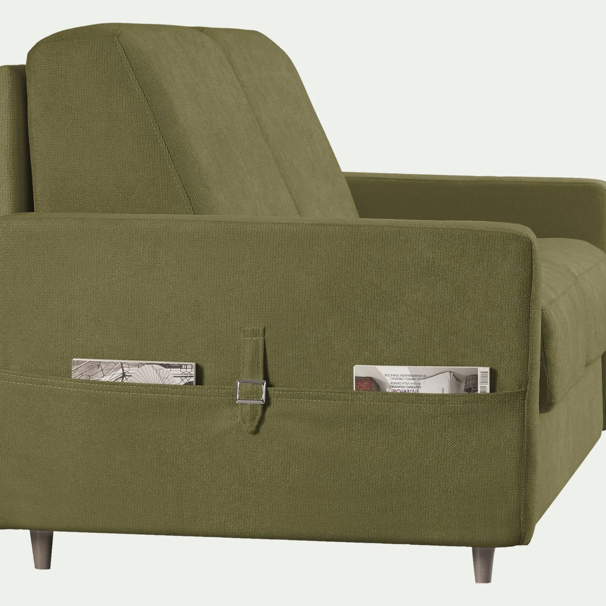 Canapé 4 places convertible en tissu Stella densité 25kg/m3 - vert cèdre
