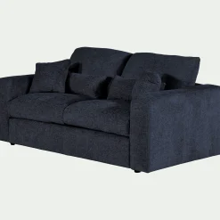 Canapé 3 places convertible en tissu chenille benjo - bleu marine