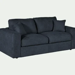 Canapé 3 places convertible en tissu chenille benjo - bleu marine