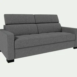 Canapé 3 places convertible matelas Bultex en tissus pop avec accoudoirs 15cm - gris moyen