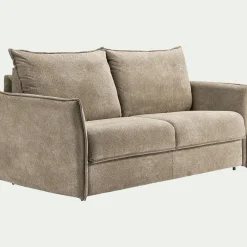 Canapé 4 places convertible en tissu avec matelas densité 35kg/m3 - beige roucas