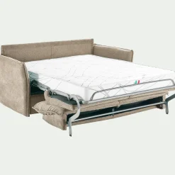 Canapé 4 places convertible en tissu avec matelas densité 35kg/m3 - beige roucas