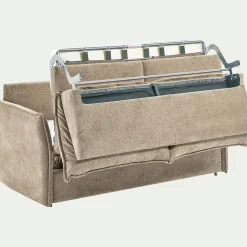 Canapé 4 places convertible en tissu avec matelas densité 35kg/m3 - beige roucas