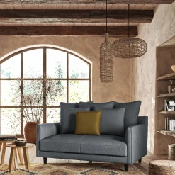 Canapé 2 places convertible matelas Bultex tissu mixte - gris ardoise