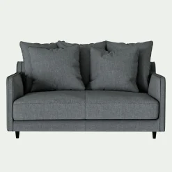 Canapé 2 places convertible matelas Bultex tissu mixte - gris ardoise