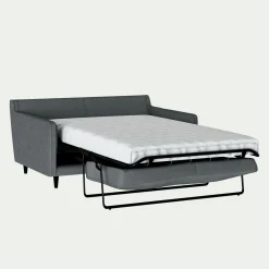 Canapé 2 places convertible matelas Bultex tissu mixte - gris ardoise