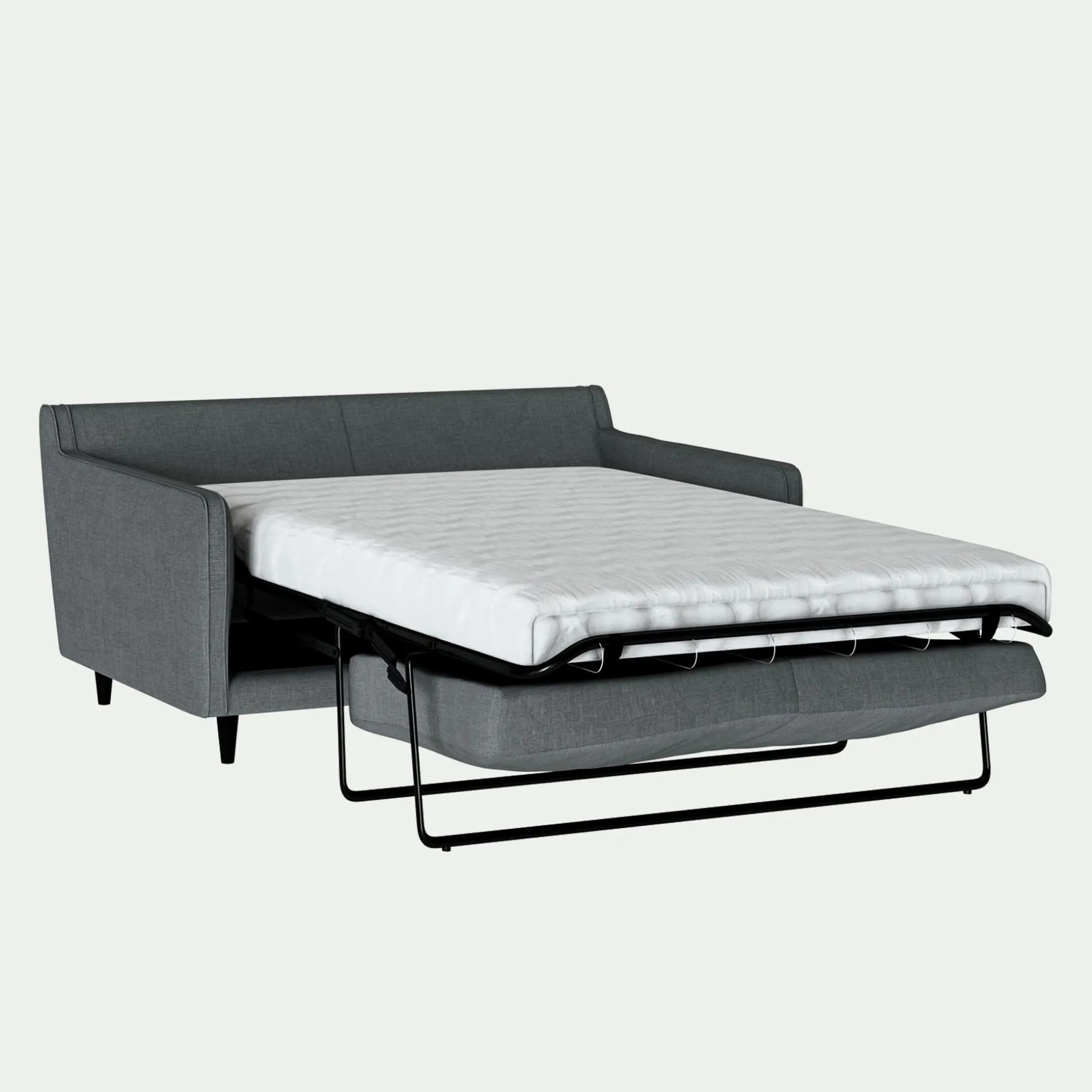 Canapé 2 places convertible matelas Bultex tissu mixte - gris ardoise