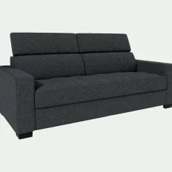 Canapé 3 places convertible en tissu pop avec matelas Bultex et accoudoirs 20cm - gris anthracite
