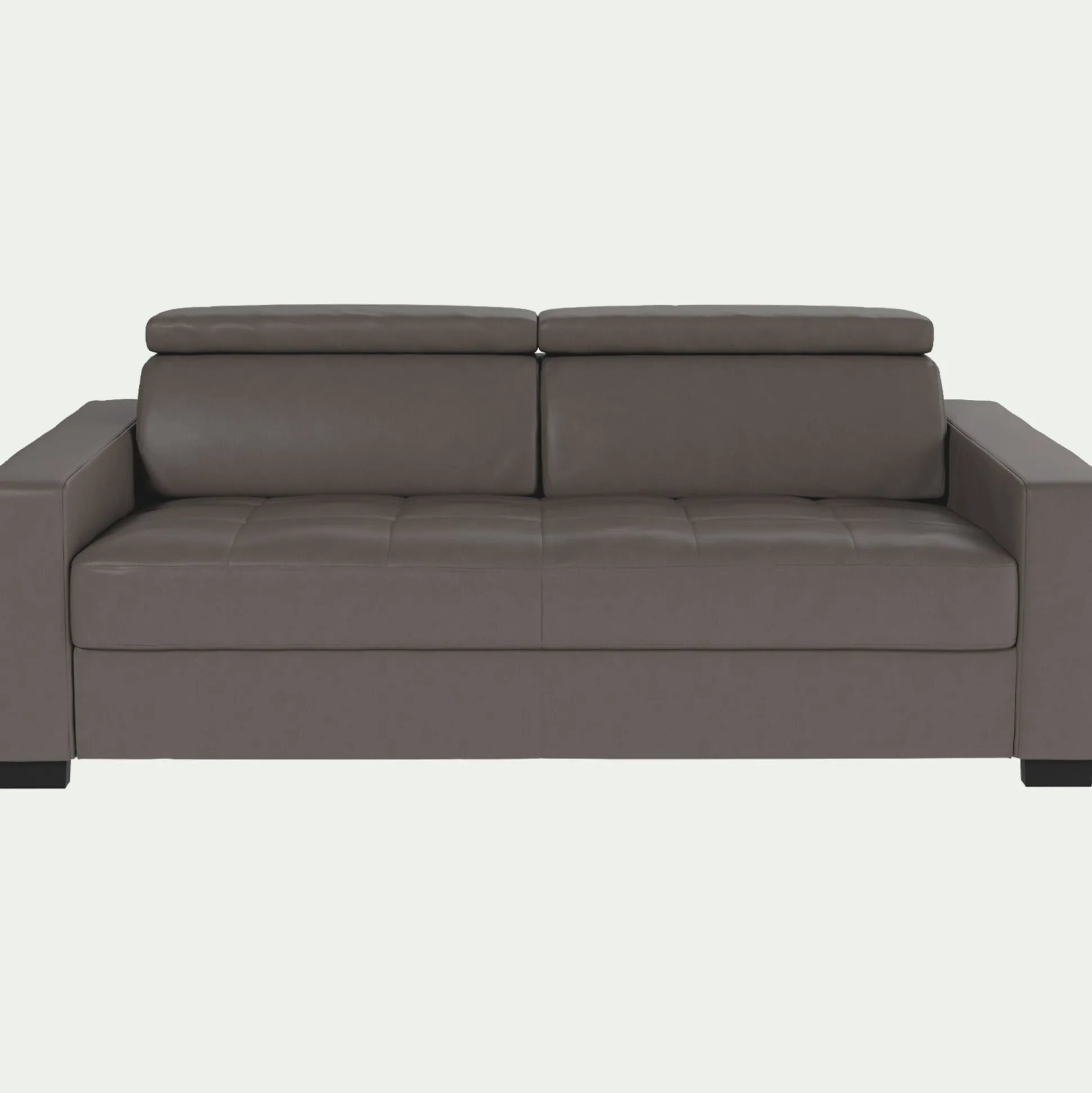 Canapé 3 places convertible en cuir avec accoudoirs 20cm - taupe
