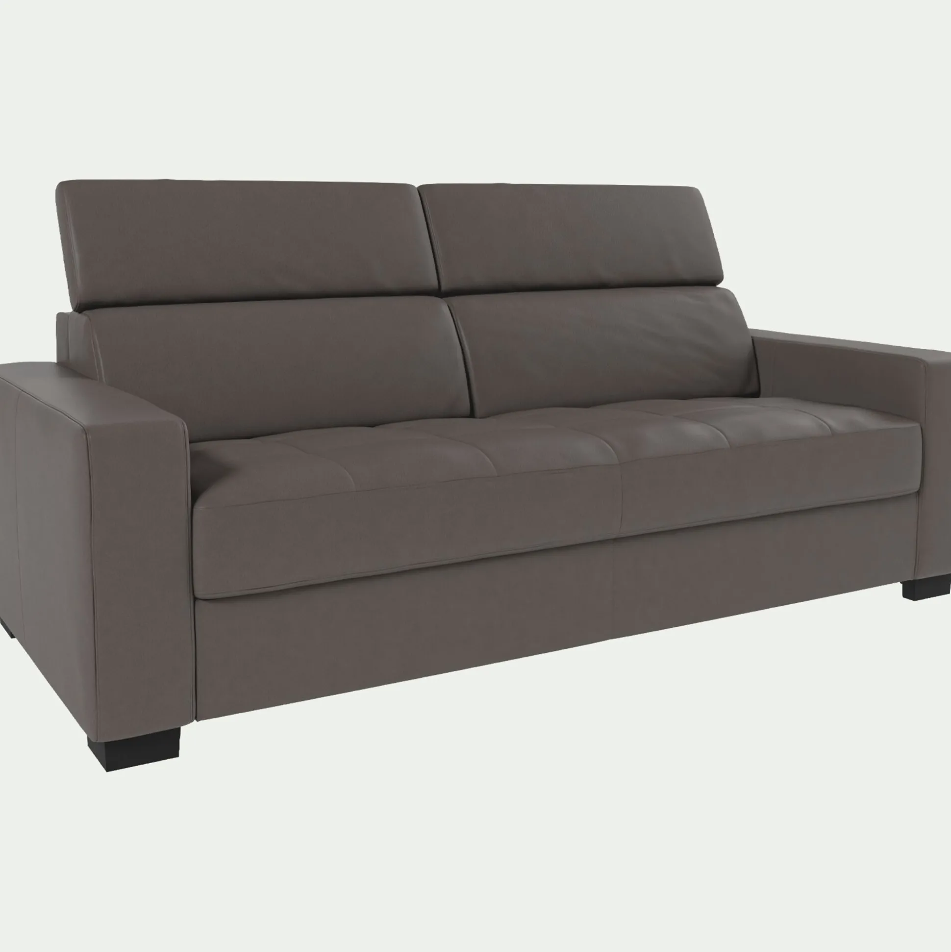 Canapé 3 places convertible en cuir avec accoudoirs 20cm - taupe