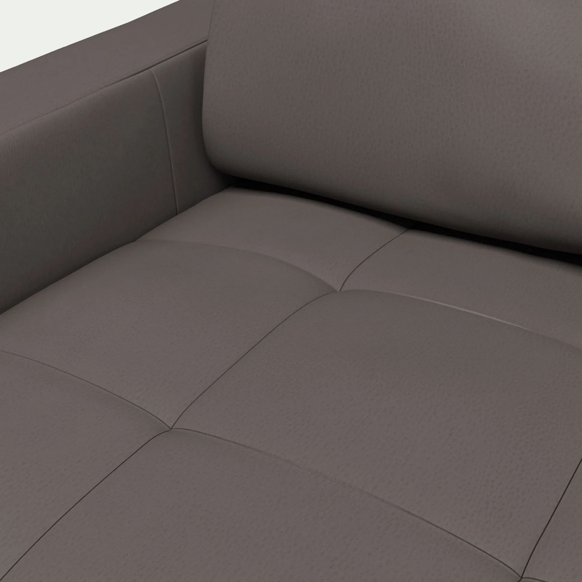 Canapé 3 places convertible en cuir avec accoudoirs 20cm - taupe