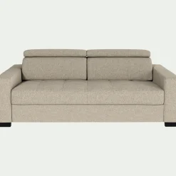 Canapé 3 places convertible en tissu pop avec accoudoirs 20cm - beige