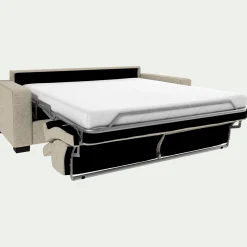 Canapé 3 places convertible en tissu pop avec accoudoirs 20cm - beige