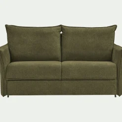 Canapé 4 places convertible en tissu avec matelas densité 35kg/m3 - vert cèdre