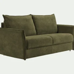 Canapé 4 places convertible en tissu avec matelas densité 35kg/m3 - vert cèdre