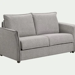 Canapé 3 places convertible en tissu Stella avec matelas densité 25kg/m3 - gris moyen