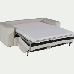 Canapé 3 places convertible en velours côtelé - beige roucas