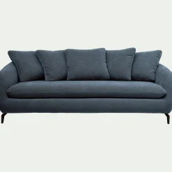 Canapé 4 places convertible en tissu tramé - bleu