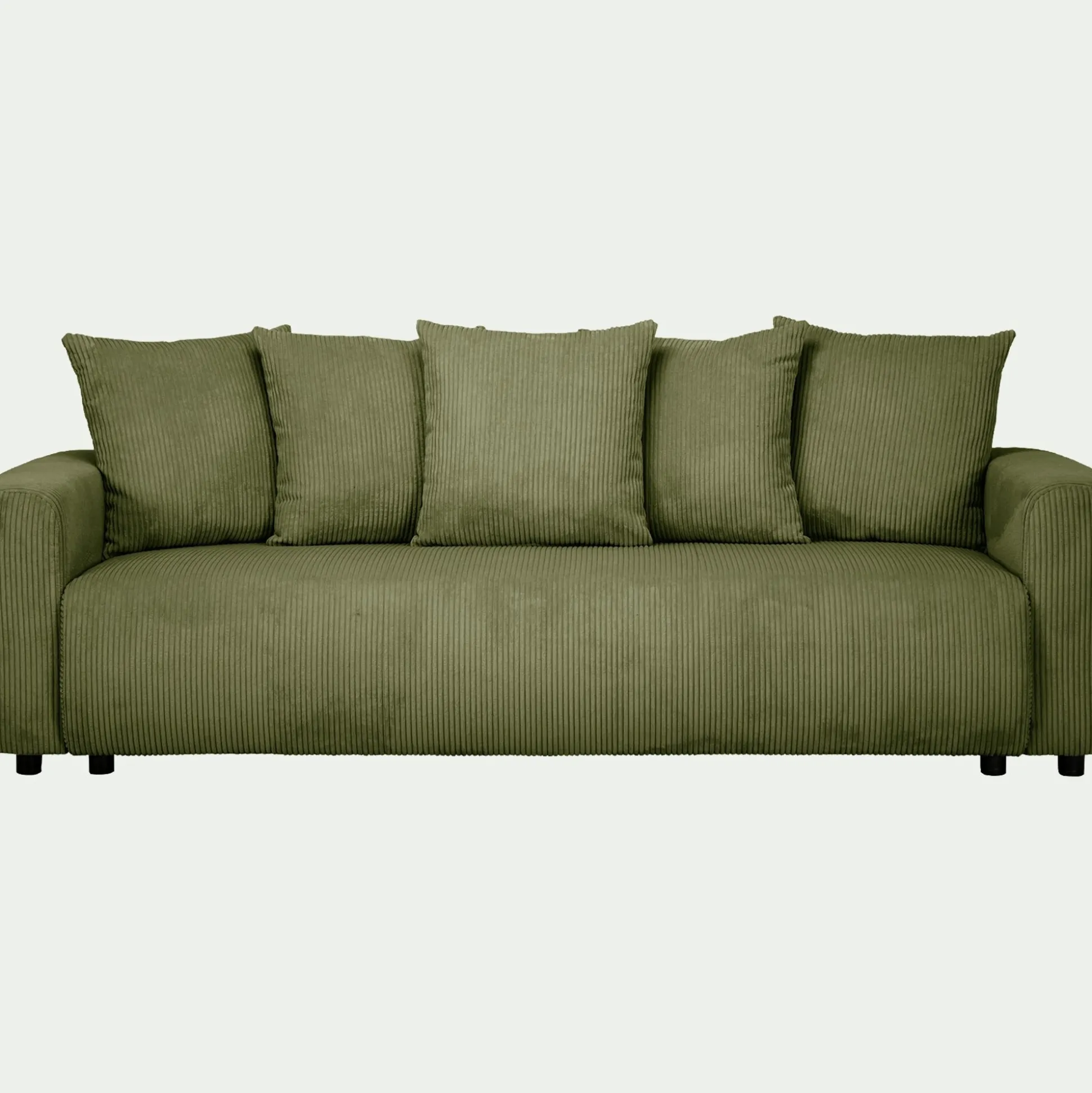 Canapé 4 places convertible en velours côtelé - vert cèdre