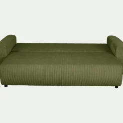 Canapé 4 places convertible en velours côtelé - vert cèdre