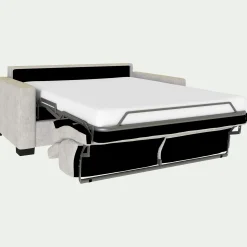 Canapé 2 places convertible matelas Bultex en tissus monclar avec accoudoirs 15cm - beige roucas