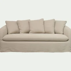 Canapé 3 places convertible en lin - beige alpilles