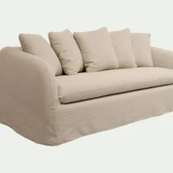 Canapé 3 places convertible en lin - beige alpilles