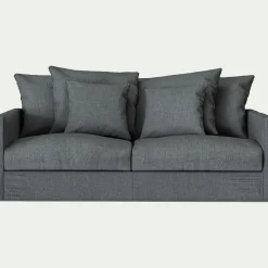 Canapé 3 places convertible avec matelas Bultex en lin et viscose - gris ardoise