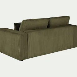 Canapé 3 places convertible en velours côtelé - vert cèdre