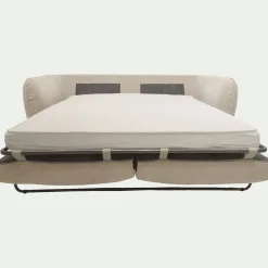 Canapé 3 places convertible en tissu Nature - blanc écru