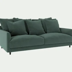 Canapé 4 places convertible matelas bultex en tissu velvet - vert sauge