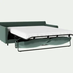 Canapé 4 places convertible matelas bultex en tissu velvet - vert sauge