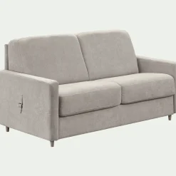 Canapé 3 places convertible en tissu Stella densité 25kg/m3 - beige roucas