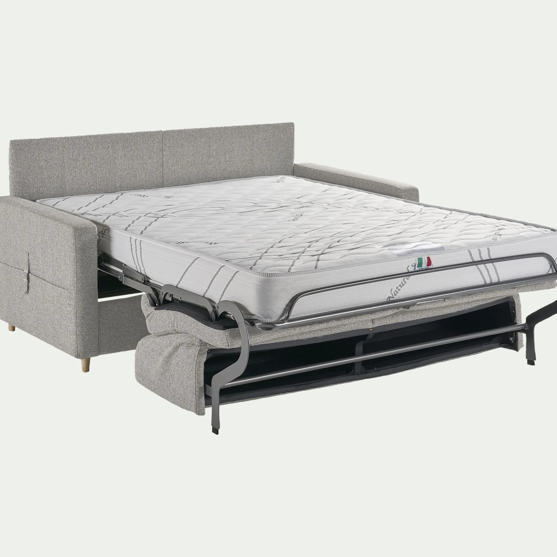 Canapé 4 places convertible en tissu matelas densité 25kg/m3 - gris borie